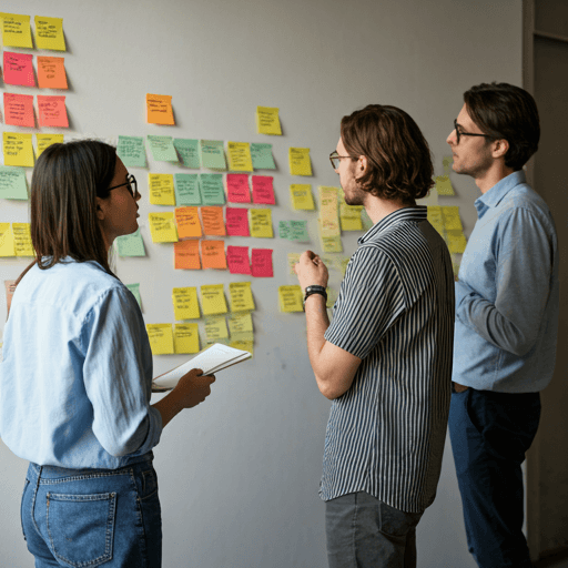 People planning with sticky notes