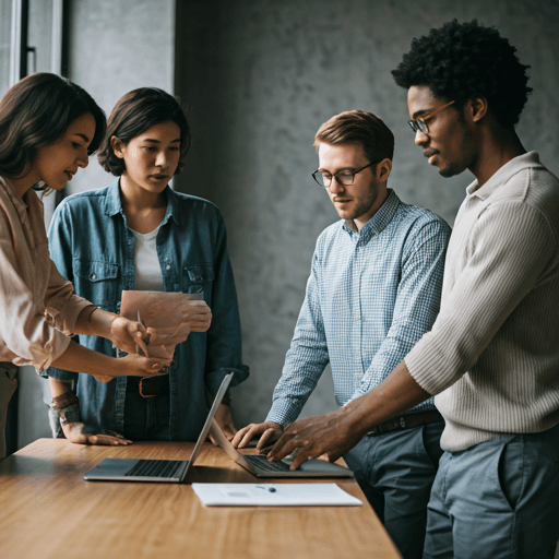 Team reviewing a startup plan